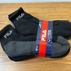 Fila 10-pk Black and Grey Cotton Ankle Socks - Men's Shoe Size 7-12 - NWT